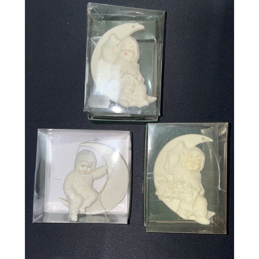 Vintage 1990 Dept 56 Lot of 3 Ornaments. Two Rock-A-Bye Baby and One Moon Beams‎